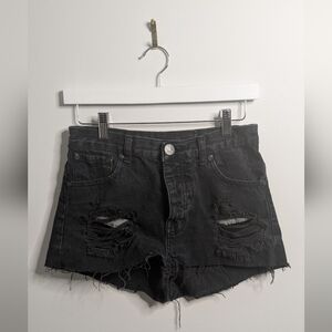 One Teaspoon Black denim cutoff jean shorts - size 26